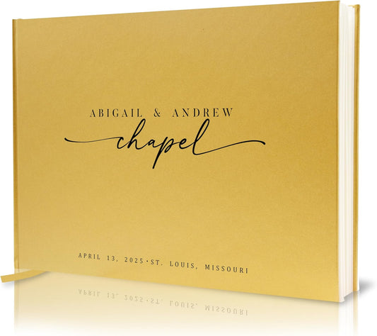 Personalized Guest Book - 11.5" x 8.5" Custom Bride & Groom Names with Bookmark and Hard Cover 140