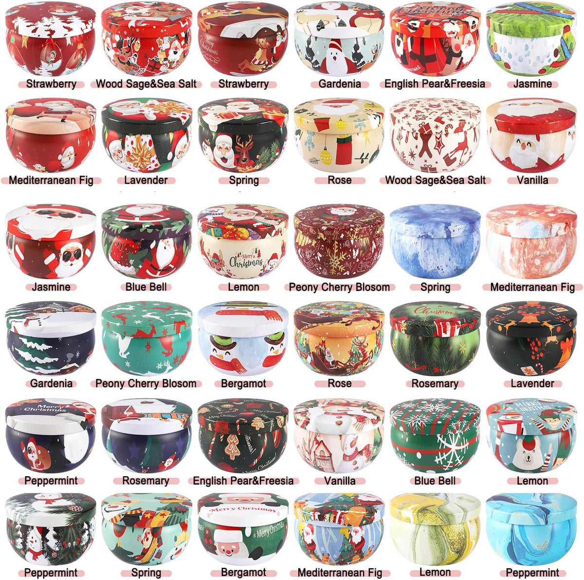 36 Pack Christmas Scented Candles Gift Set 2.5oz Strong Fragrance jar Candles Natural Soy Wax