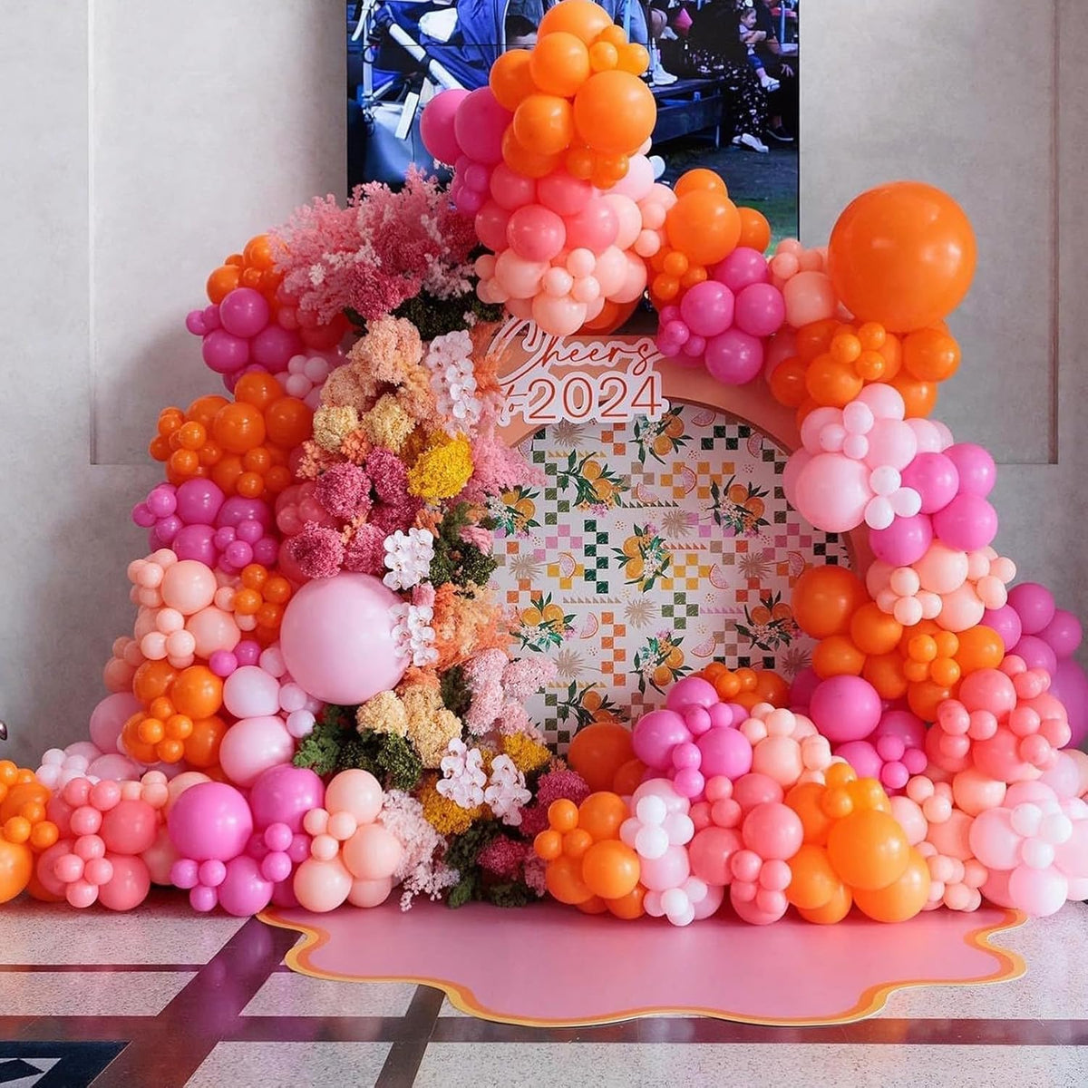 Pink and Orange Balloons 12 Inch for Fall Halloween Baby Shower Birthday Princess Tropical Wedding