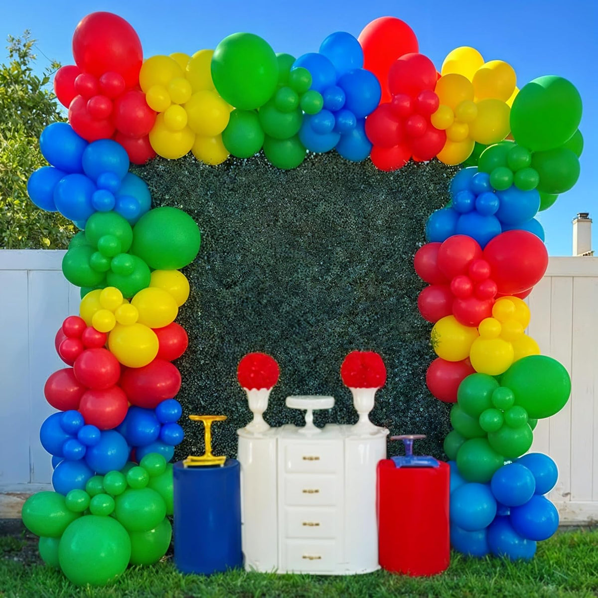 Red Yellow Blue Green Balloons, 60PCS Red Orange Blue Balloons, Rainbow Cartoon Theme Primary Color