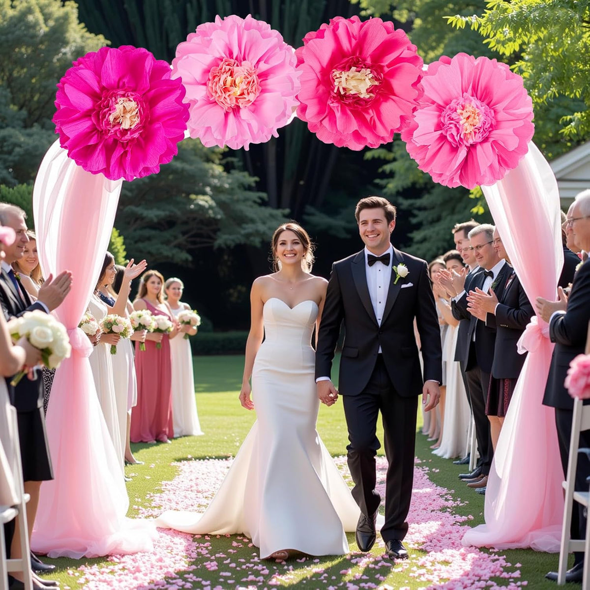 SUNBEAUTY 20" Giant Hot Pink Tissue Paper Flowers - 4 PCS Large Crepe Tissue Fiesta Flowers Party