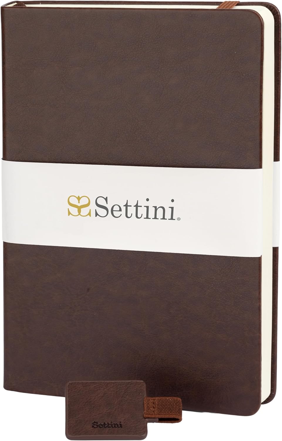 SETTINI Journal Notebook for Writing, Vegan Leather Hardcover Notebook - Pen loop, Back Pockets &
