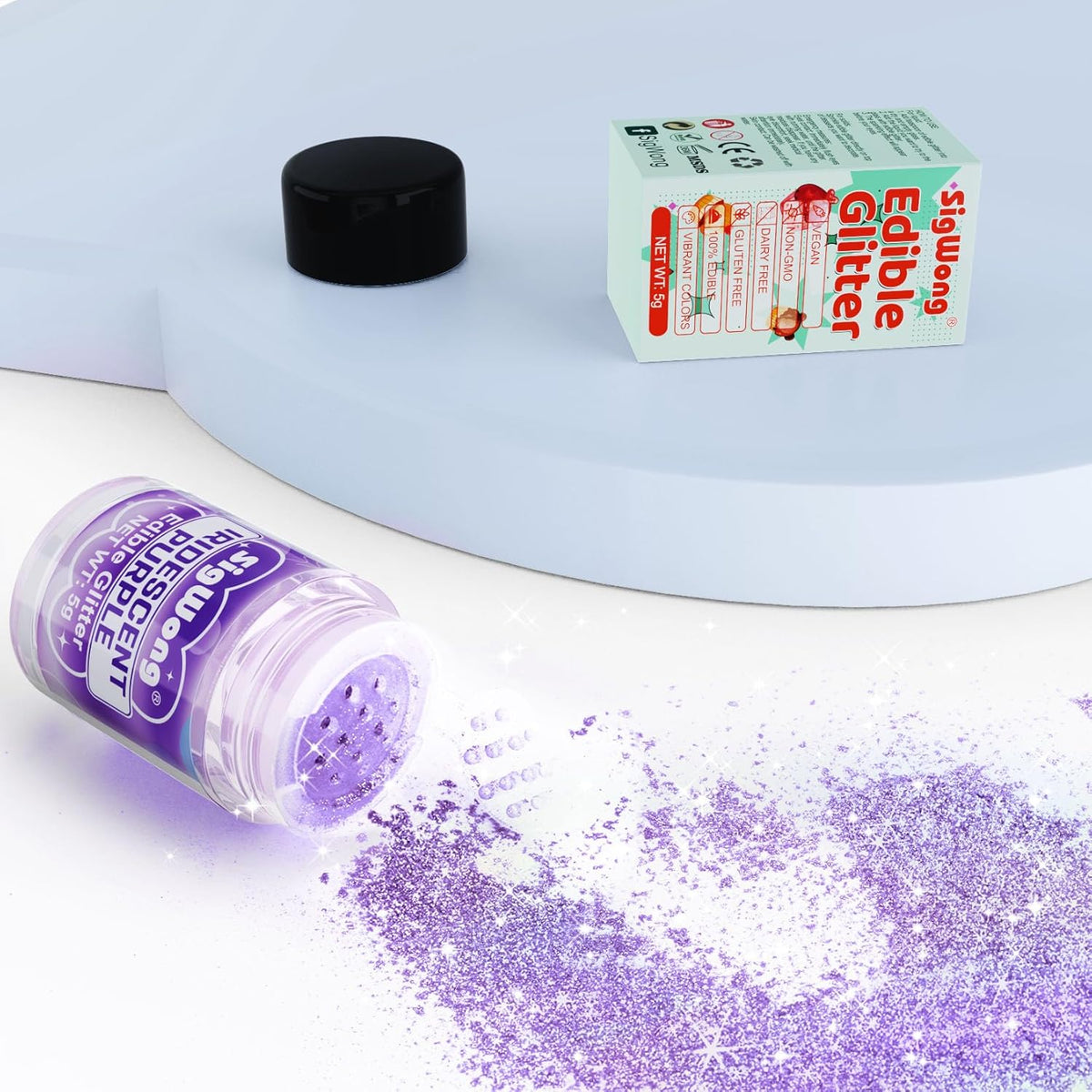 Iridescent Purple Edible Glitter - 5g Food Grade Cake Decorating Shimmering Glitter, Edible