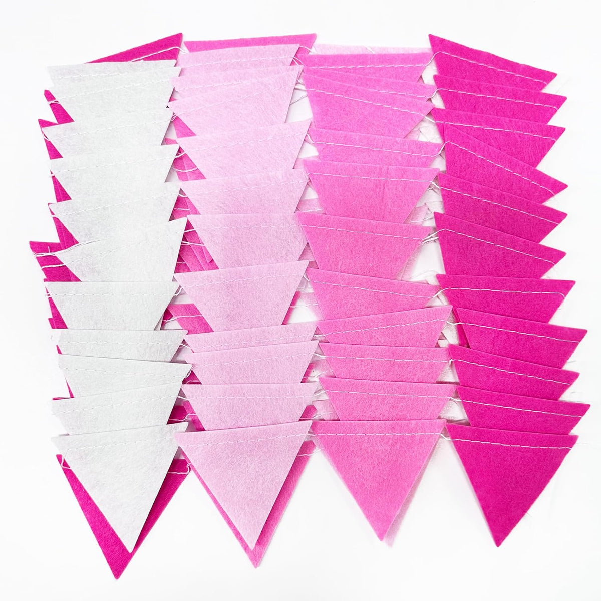 Hot Pink Party Decorations - Ombre Rose Pink Felt Hanging Triangle Mini Bunting Pennant Banner Flag