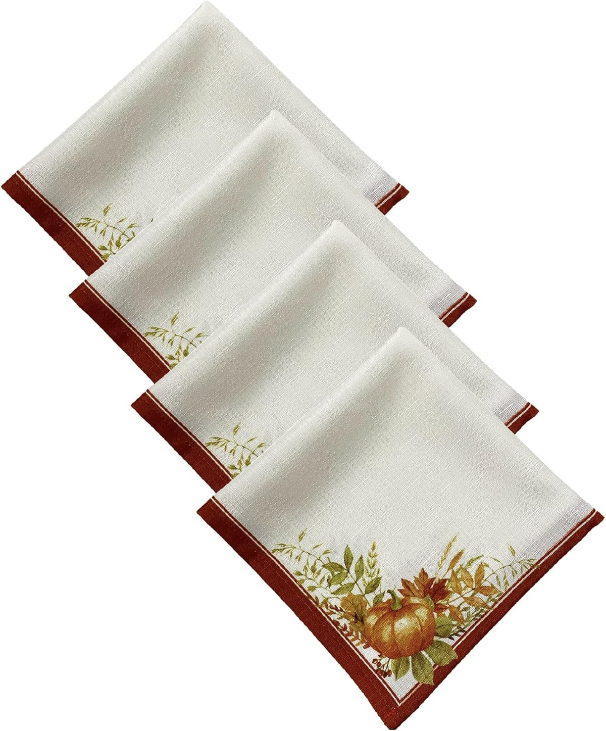 Elrene Home Fashions Autumn Pumpkin Grove Fall Napkins, Seasonal Fall Cloth Napkins, 17" x 17", Set