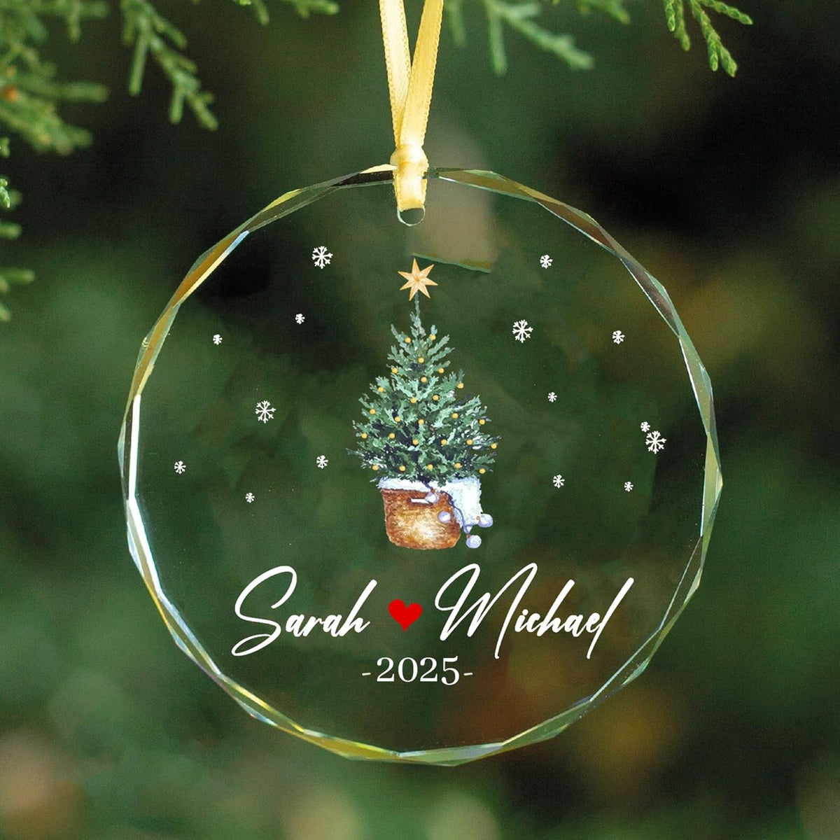 Personalized Glass Ornament 2025 for Married Couples with Name, Custom Wedding Keepsake Gift for