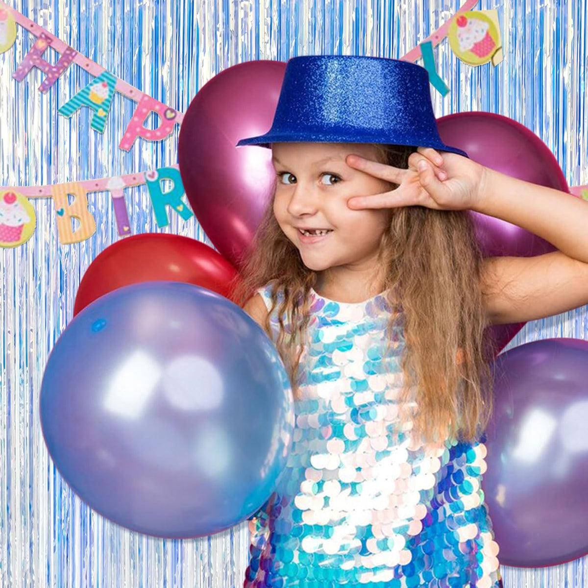 5 Pack Iridescent Party Backdrop Decorations Tinsel Curtain Birthday Decorations Foil Fringe Photo