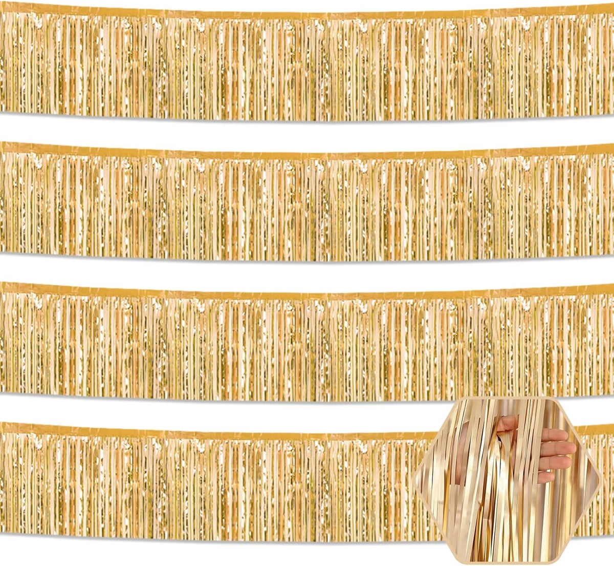 4 Pack 10 Feet Rainbow Foil Fringe Garland Metallic Tinsel Streamers Banner Wall Hanging Curtain