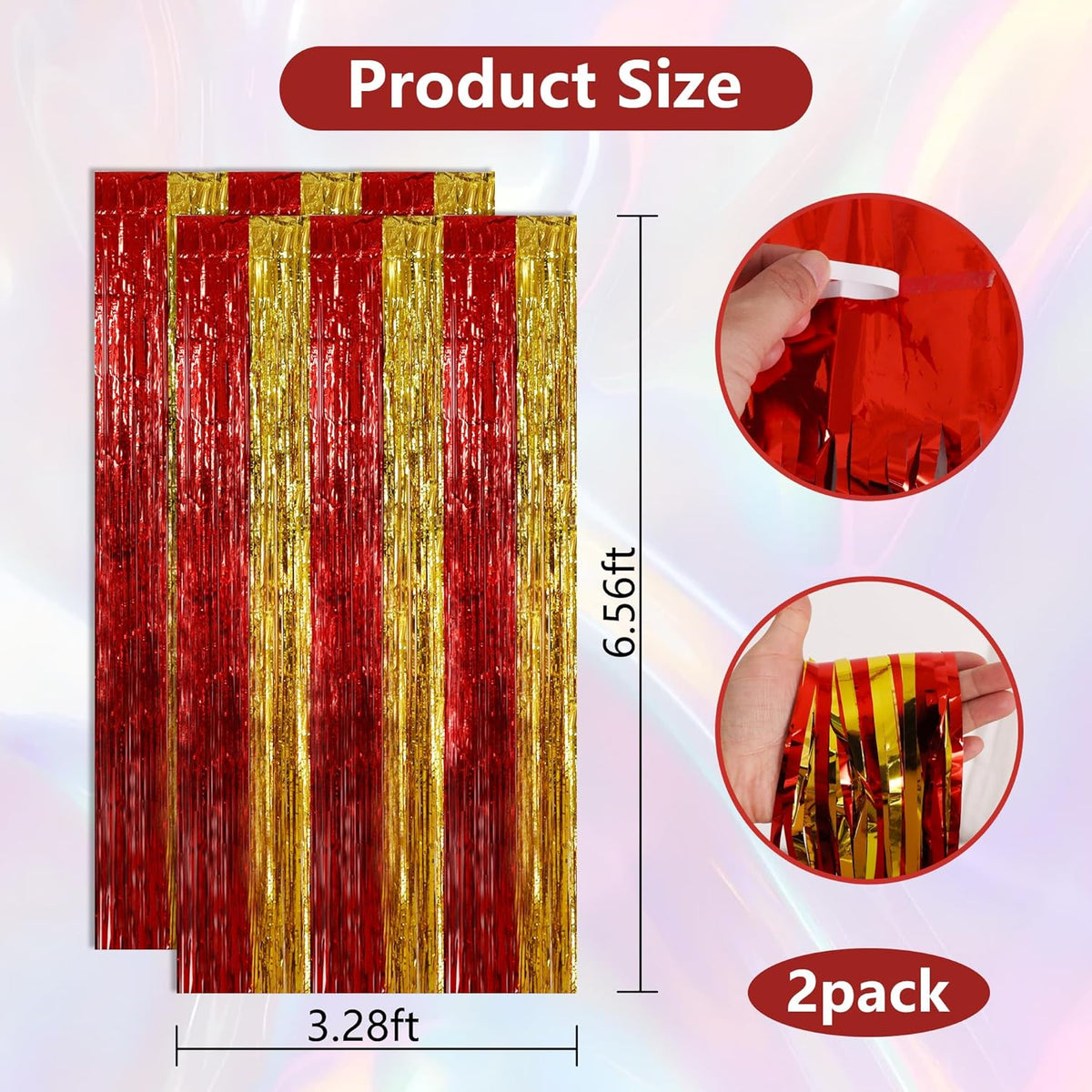 BEISHIDA Red Gold Door Streamers Backdrop Foil Fringe Tinsel Party Streamers Curtains Photo