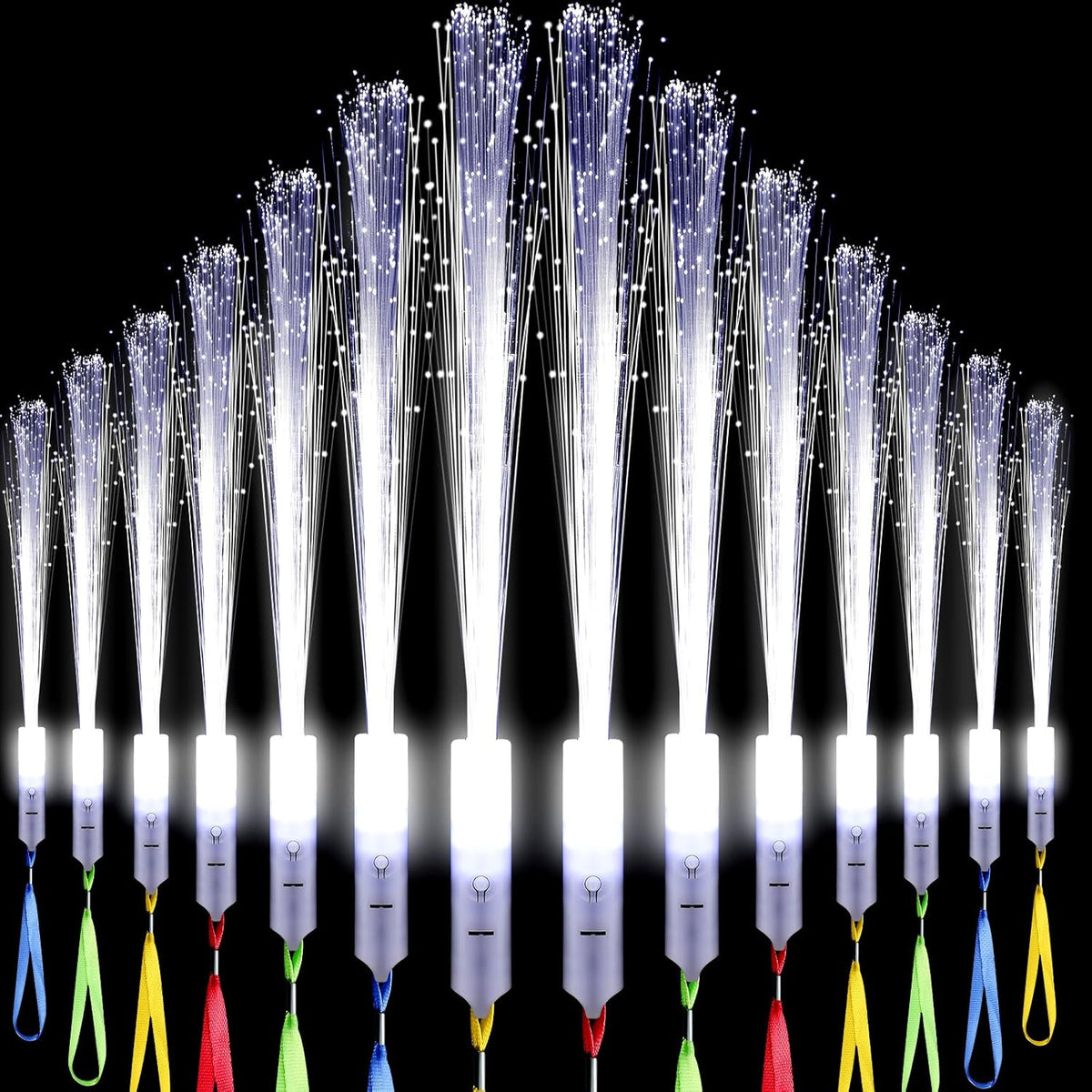 100 Pcs White Fiber Optic Wands Bulk Wedding Sparklers Party Favors LED Light Glow Sticks with 3