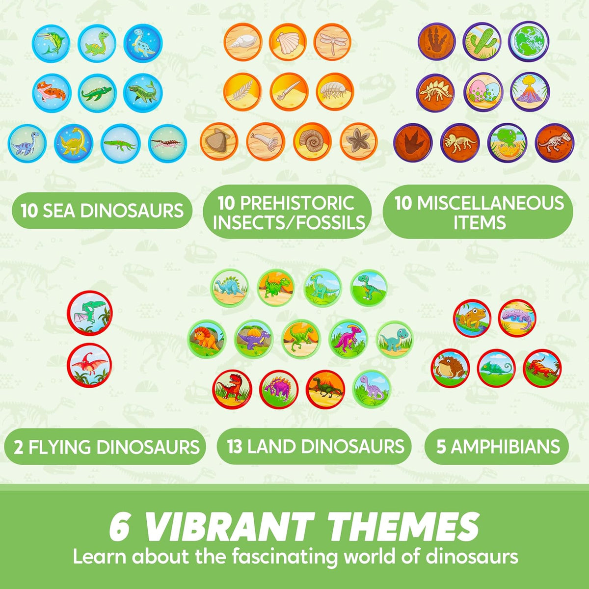 JOYIN 50PCS Dinosaur Stamps for Kids, 50 Different Designs, Fossils, Sea Creatures, Stamps for
