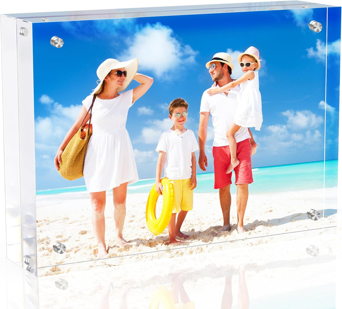 4x6 Inches Acrylic Picture Frames 1 Pack, Double Sided Magnetic Photo Frames,Free Standing on Desk