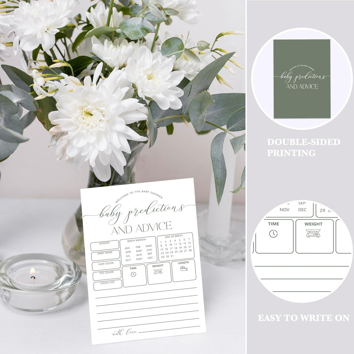 Advice For New Parents Baby Shower, Baby Predictions & Advice Cards For Baby Shower Games
