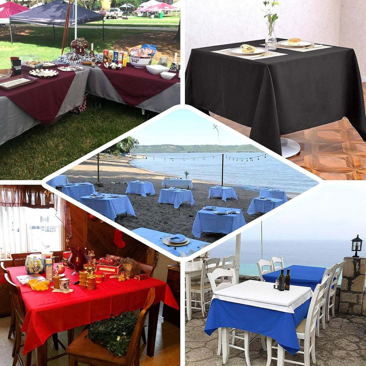 Efavormart 70" Square Linens Royal Blue Wholesale Linens Polyester Square Linen Tablecloth for