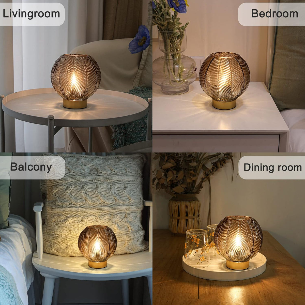 Battery Operated Lamp with Timer, Cordless Table Lamps with Bulb, Battery Powered Light, Small