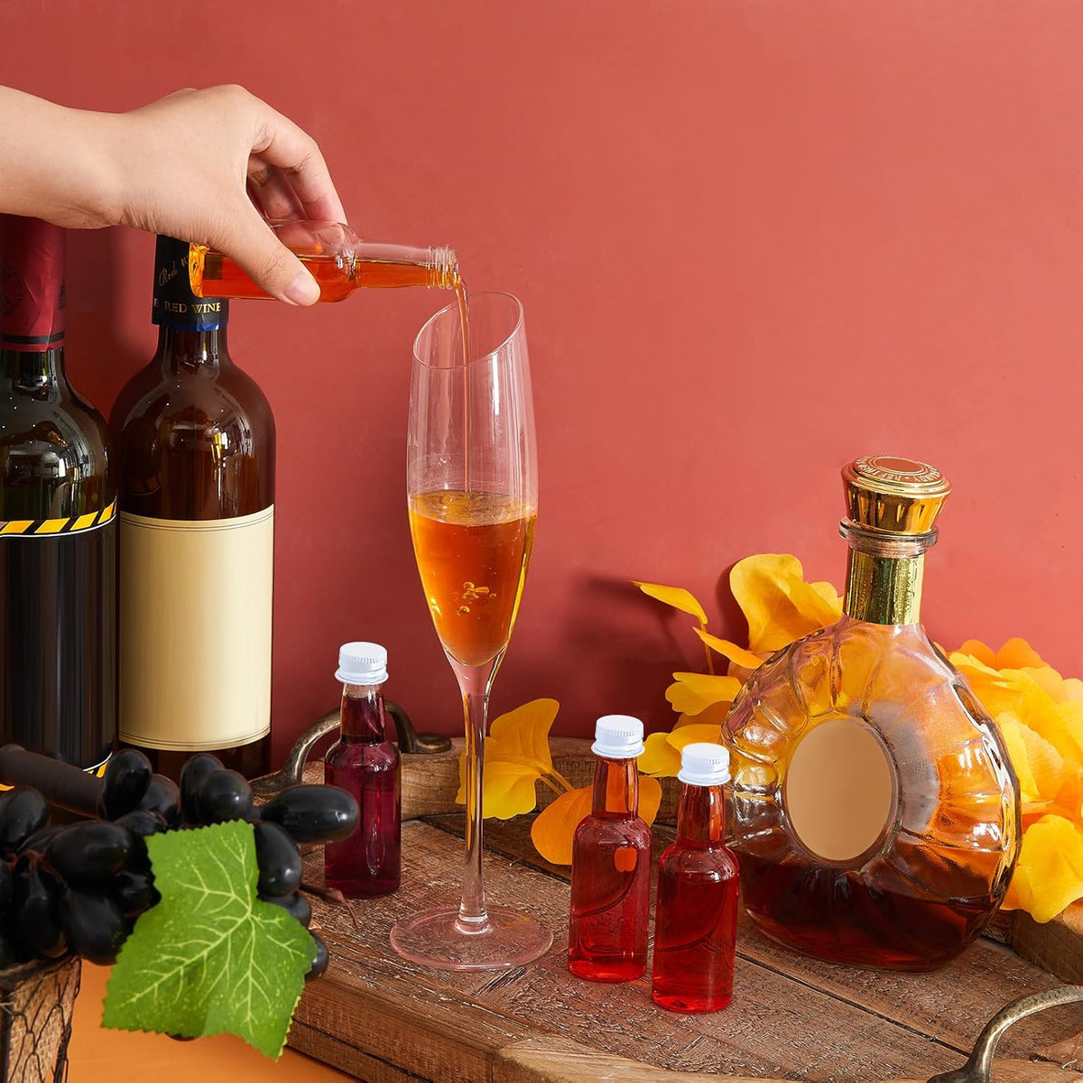 Tessco 100 Pcs Mini Liquor Bottles Plastic Mini Salad Dressing Bottle Christmas Small Shooter