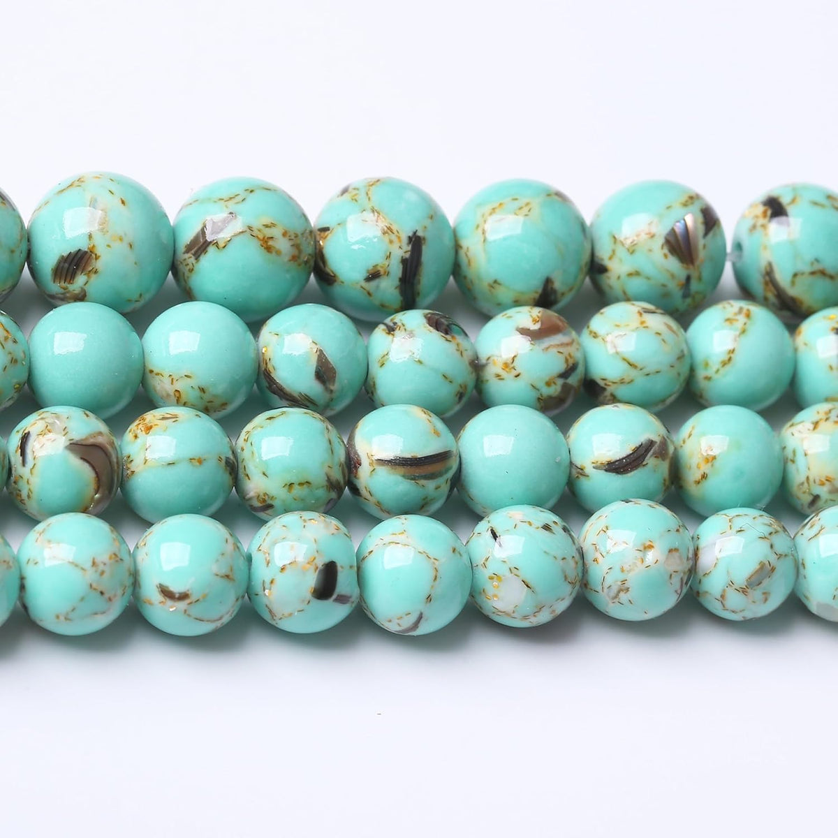 Gold Wire Turquoisee Stone Beads Gemstone Round Crystal Energy Jade Beads Stone Beads for Jewelry