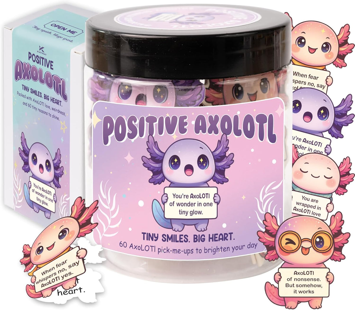 Positive Axolotl Jar – Cute Axolotl Gifts for Teens, Tweens, Daughter, Students – Back to School