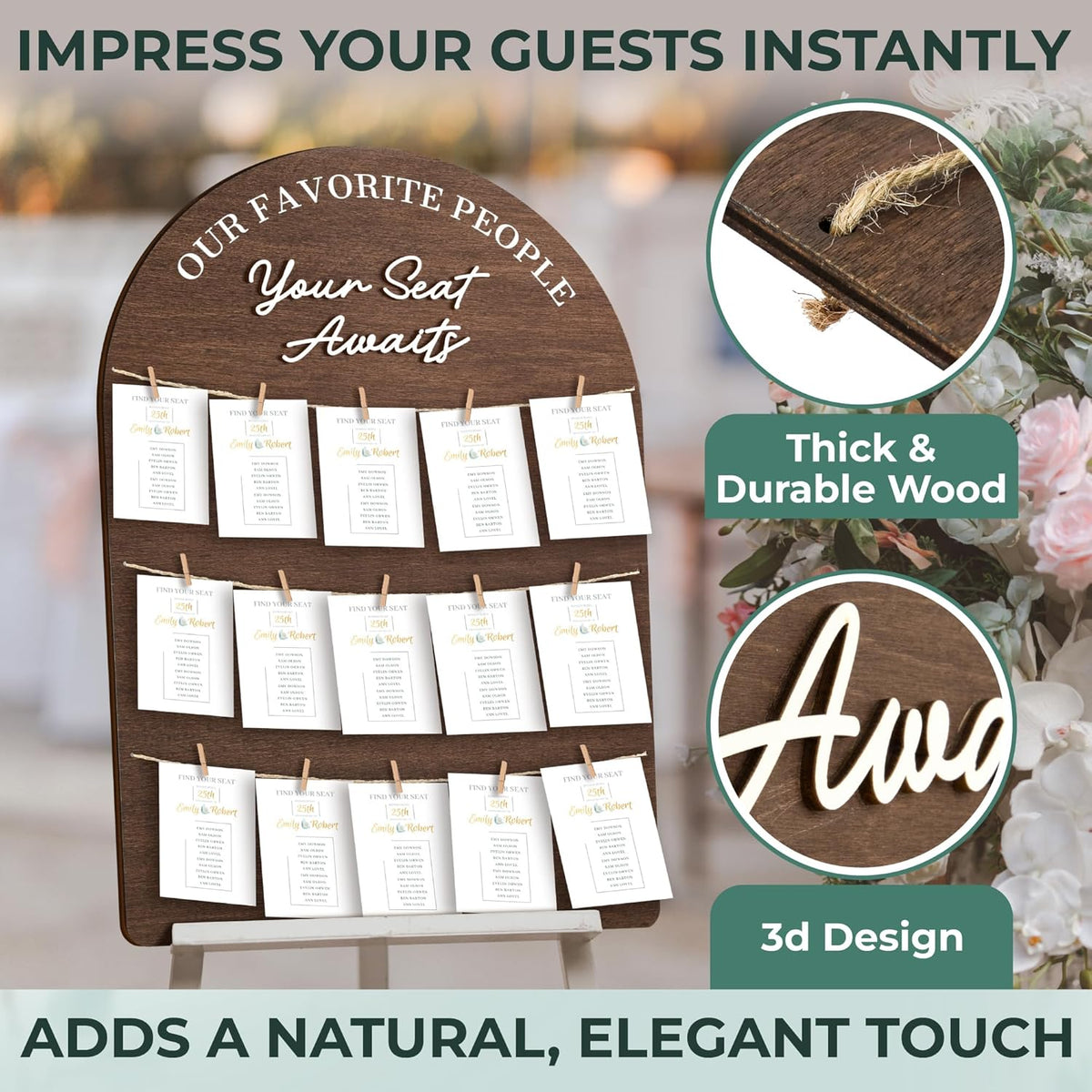 STOFINITY Wedding Seating Chart Board Display For Wedding Reception Decor - Rustic Seating Chart