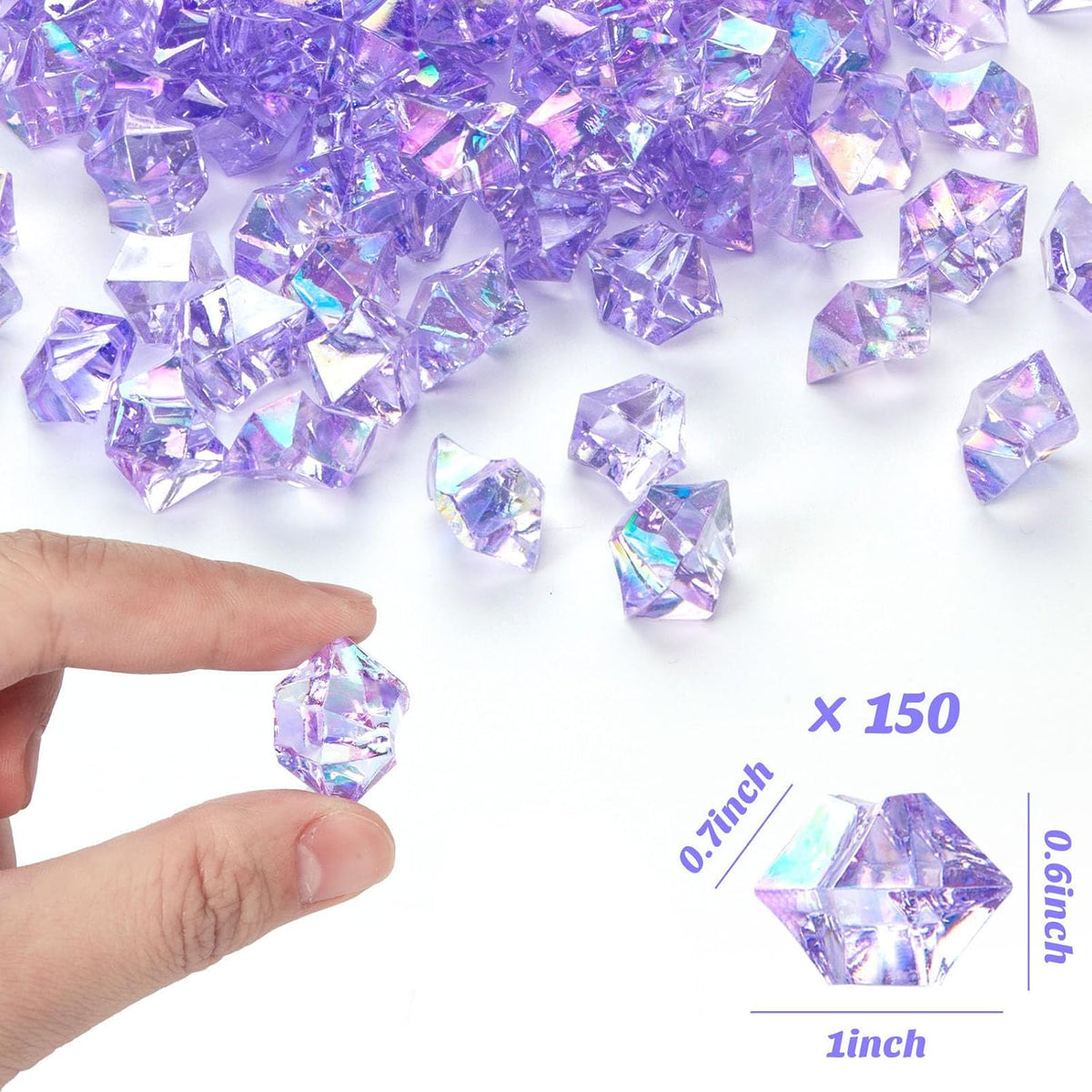 DomeStar 150PCS Purple Fake Ice, Fake Diamonds Sparkling Plastic Gems Vase Fillers for Centerpieces