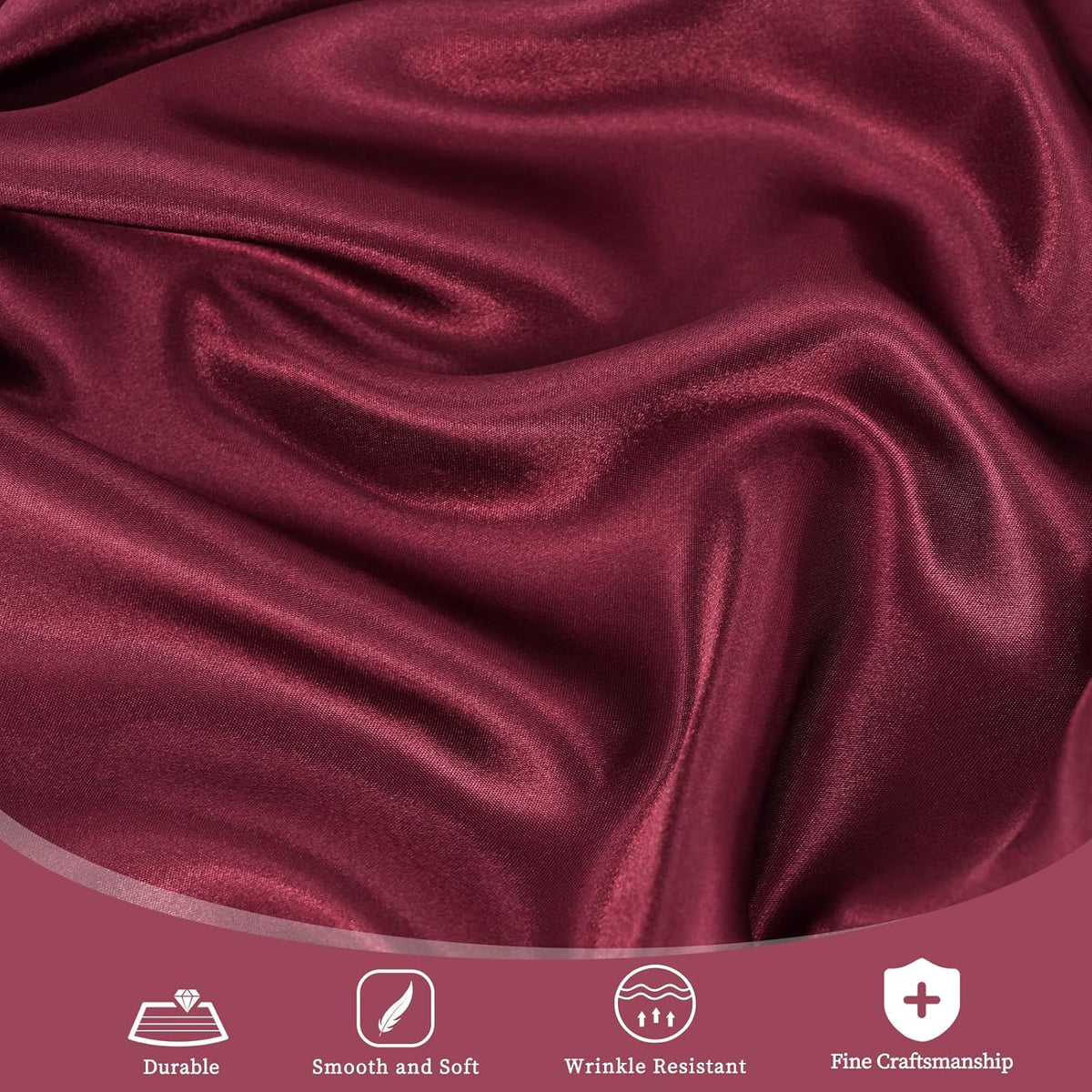fani 12 Pack 120 Inch Burgundy Satin Tablecloth - Premium Bright Silky Round Tablecloth Overlay