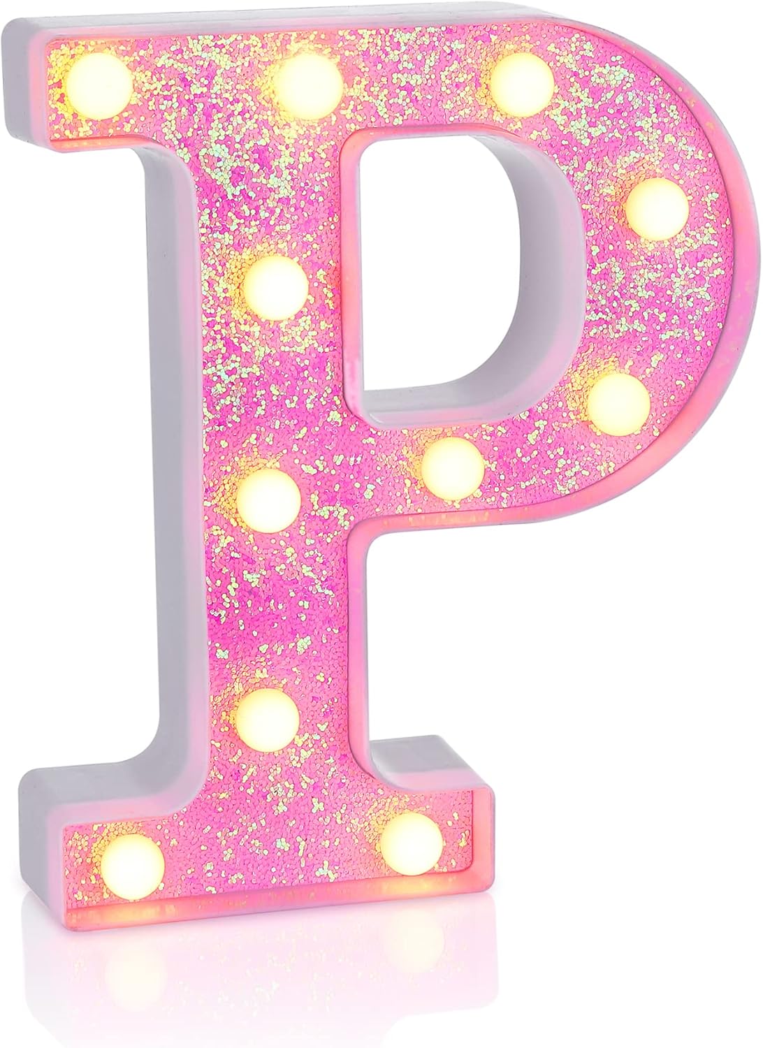 Foaky Pink Light up Letters，Pink Party Decorations,Girls Room Decor,Glitter Light Up