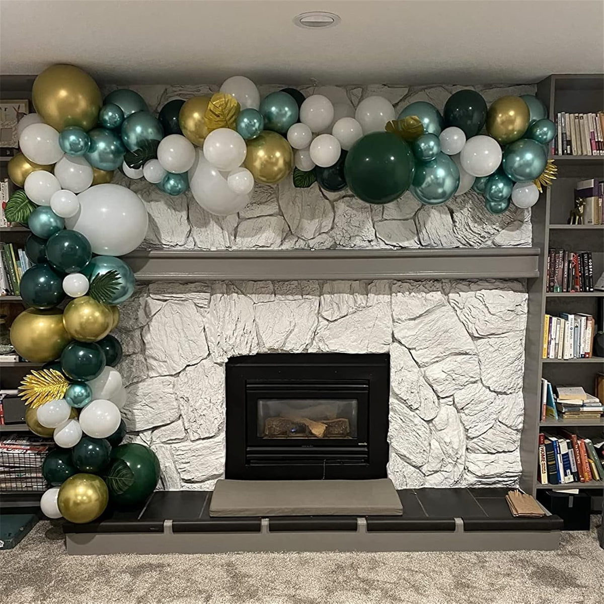 Balloons Green Gold White, 35pcs Dark Green White Metallic Chrome Green Gold Confetti Latex
