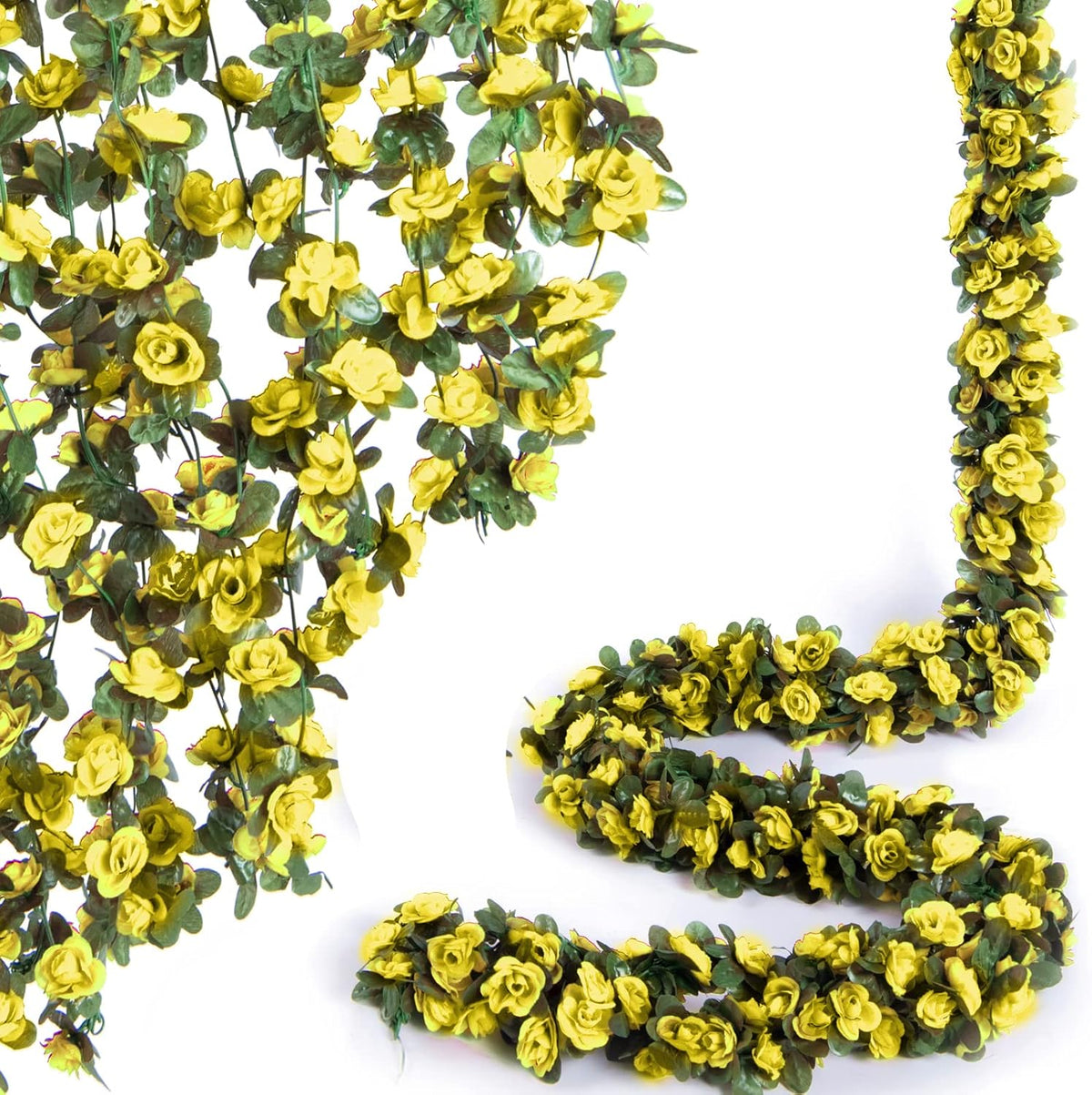 8 Pcs x 8.2 ft Flower Garland Artificial Rose Vine Flowers with Green Leaves Hanging Fake Roses