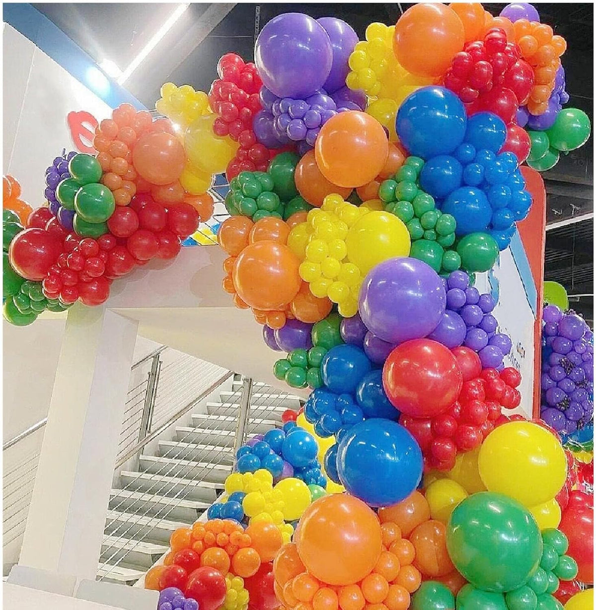 412pcs Rainbow Balloon Arch Kit Assorted Colors 18 12 10 5 Inch, Different Sizes Matte Latex