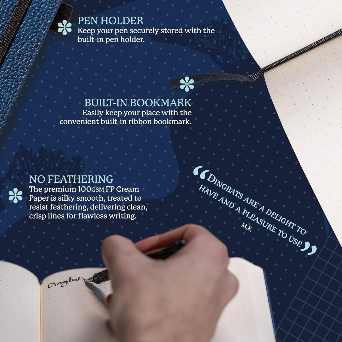 Dingbats Wildlife Grid Journal A5 - Vegan Leather Hard Cover, Ideal for Work, Travel - Pocket