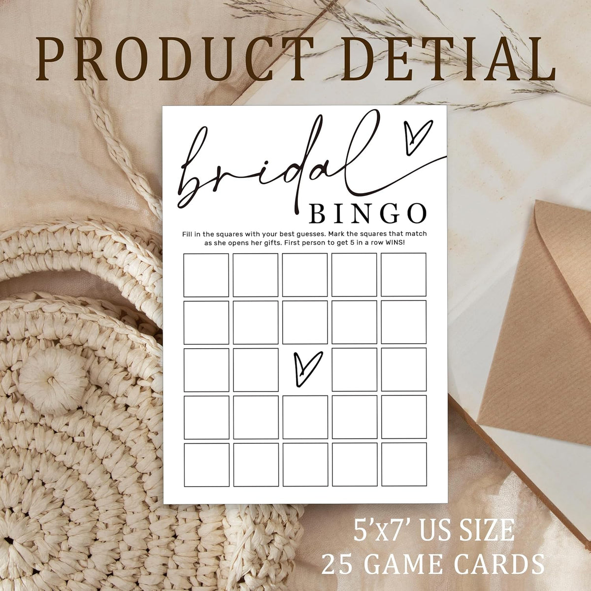 Fun Bridal Shower Bingo Games Set with Blank Squares to Wedding Guest Book idea Bride’s Gifts, Fun