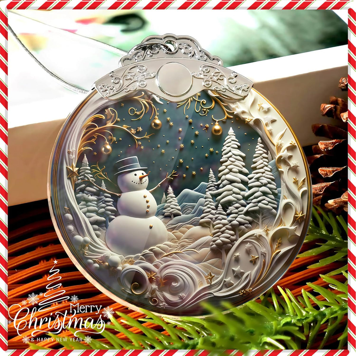 Christmas Ornaments 2025, Snowman, Unique Christmast Ornaments 4 Inch Acrylic Ornament Art, Holiday