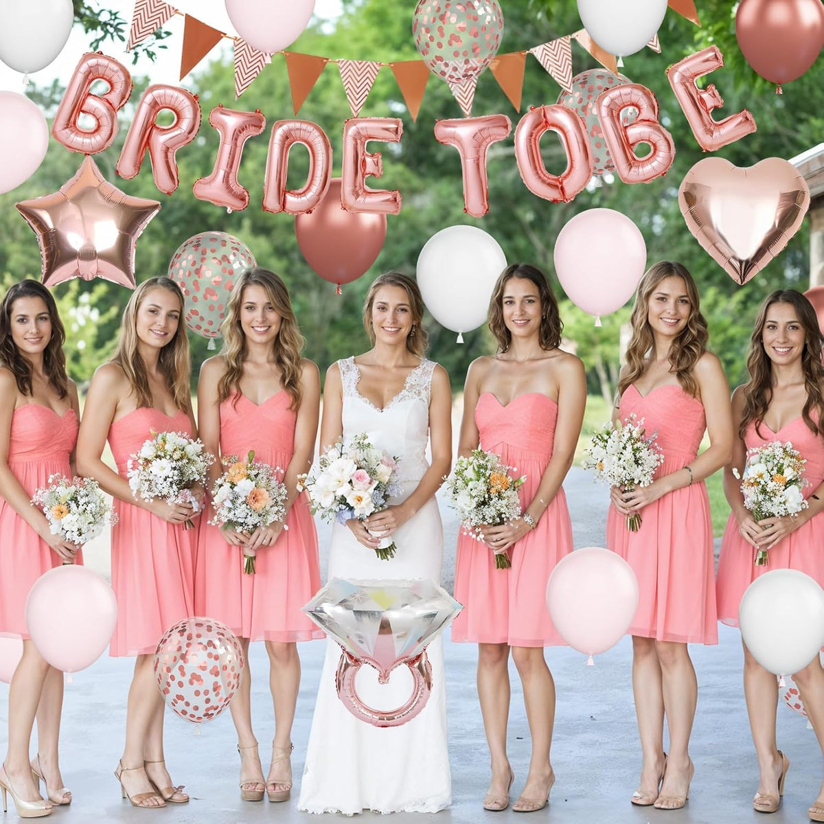 Rose Gold Bachelorette Party Decorations, Bride To Be Bridal Shower Balloons Decorations, Pink