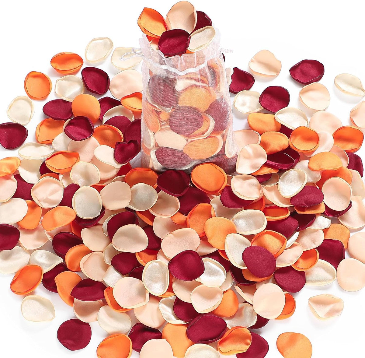 Alecono 400 pcs Silk Rose Petals, Faux Rose Flower Petals for Wedding Flower Girl, Orange Fall Fake
