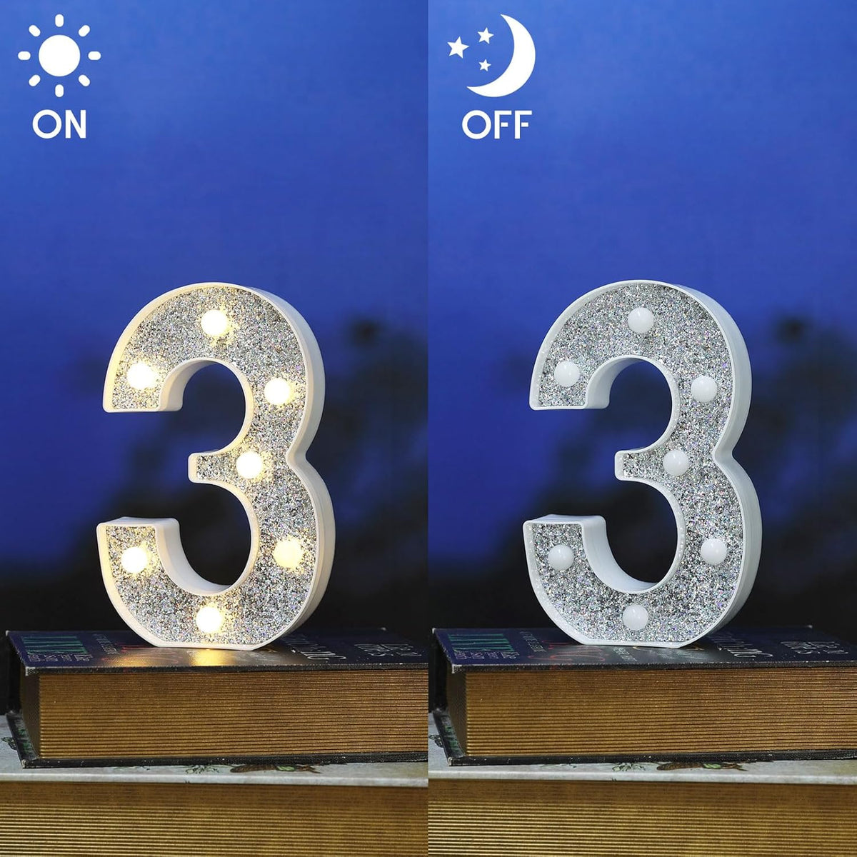 Marquee Light Letters for Table Decorations, Glitter Light Up Signs for Prom, Events, or Engagement