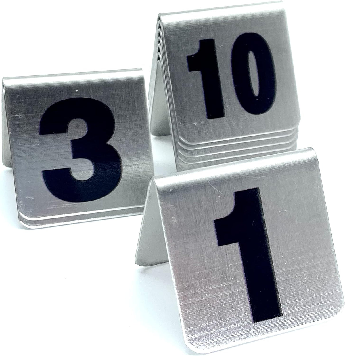 10 Pcs Metal Place Cards Stackable Tent Style Table Numbers，Place Card Holders for Celebration