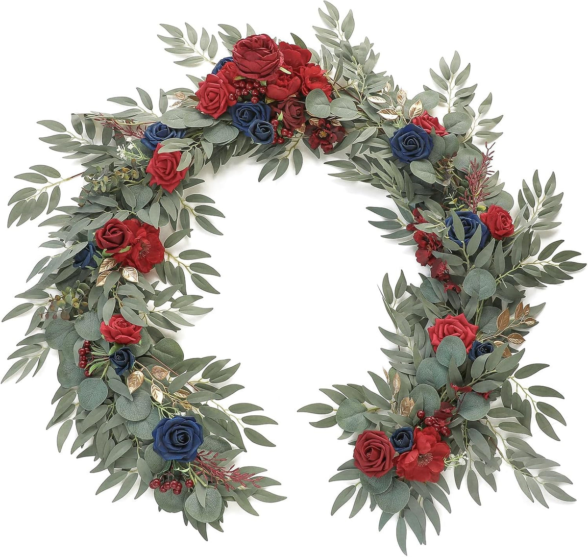Floroom 6ft Artificial Eucalyptus Garland with Flowers Fake Greenery Faux Floral Vine Garland for