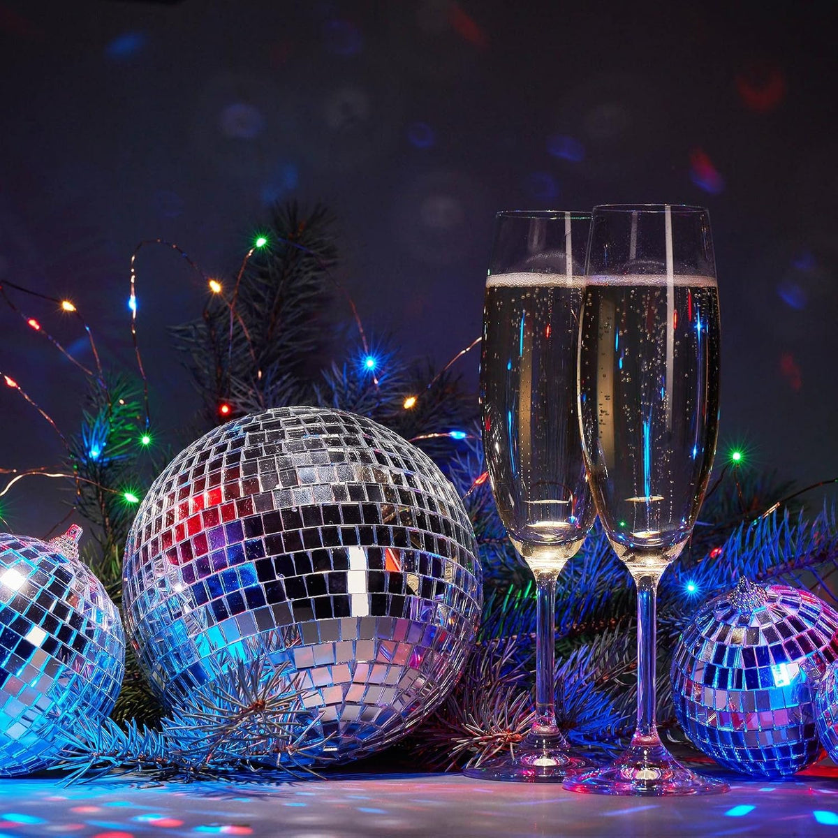 Funtery 100 Pcs Mirror Disco Balls Bulk Assorted Silver Hanging Disco Ball Decor for Home Wedding