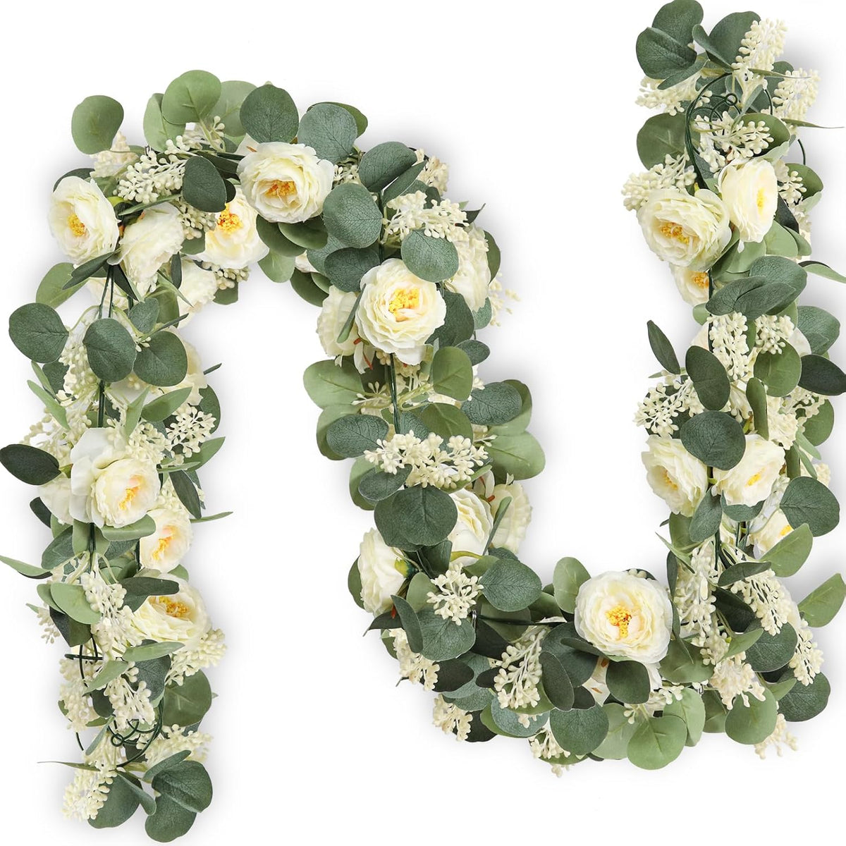 MAKHOT 2PCS Eucalyptus Garland, 6.6Ft Artificial Greenery Garlands Flower Decor, Green Spring