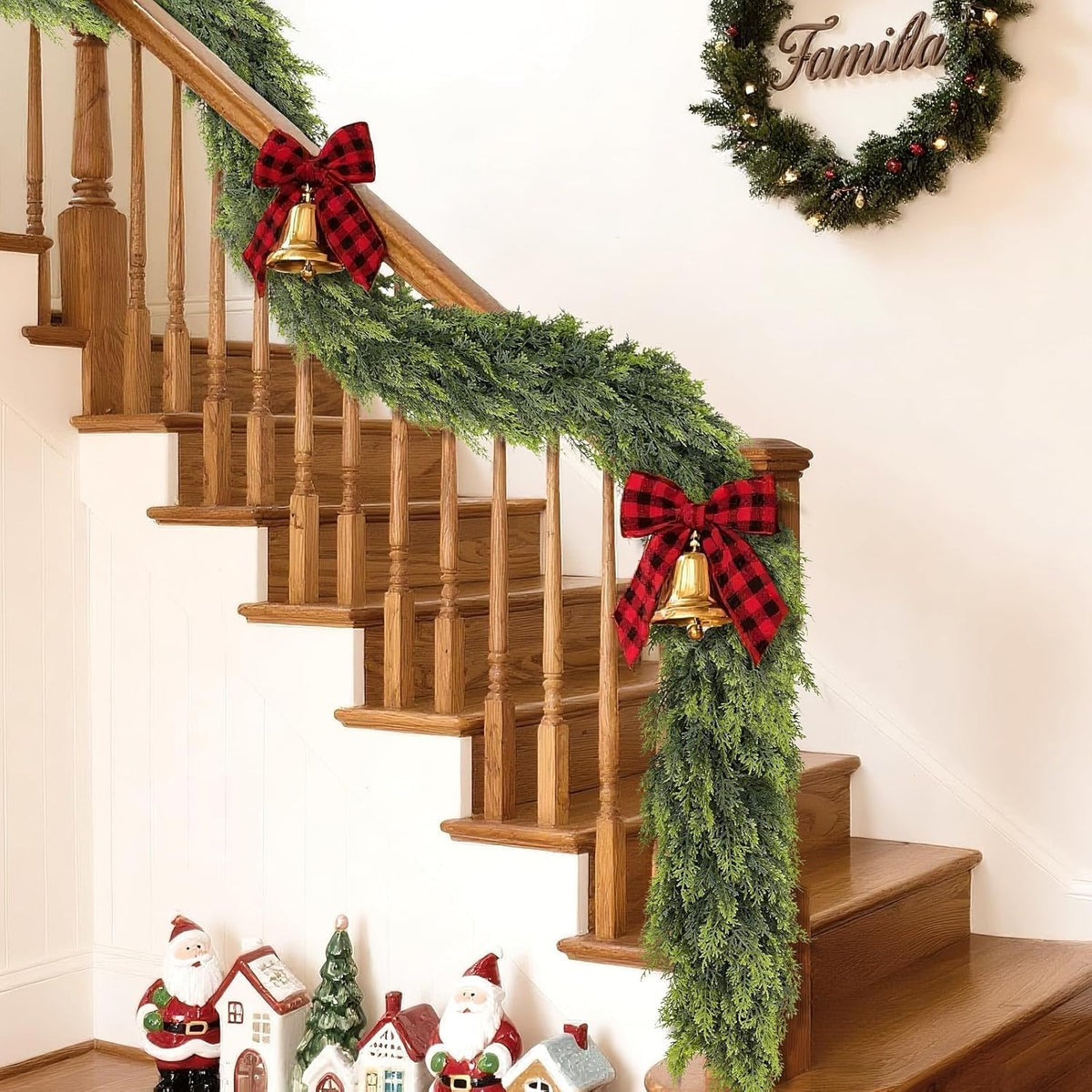 16FT Real Touch Cedar Garland - Artificial Christmas Garland Fake Green Faux Thick and Lush Pine