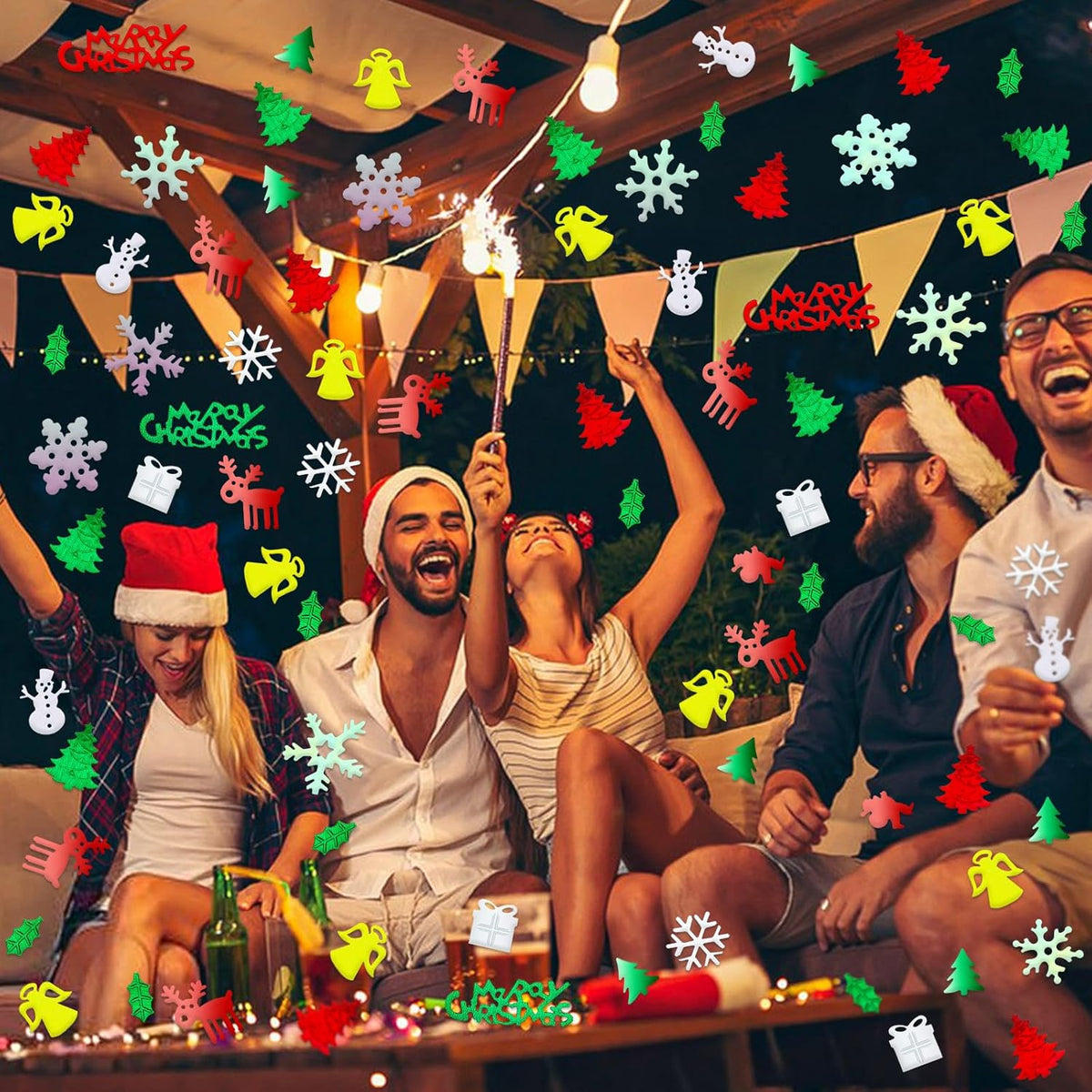 MARFOREVER Christmas Day Confetti Glitter Table Decorations Party Scatter Confetti, Red Green White
