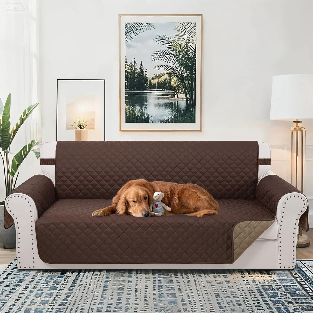 Reversible 4 Seater Sofa Cover 91 Inch Large Couch Cover Furniture Protector(Sofa