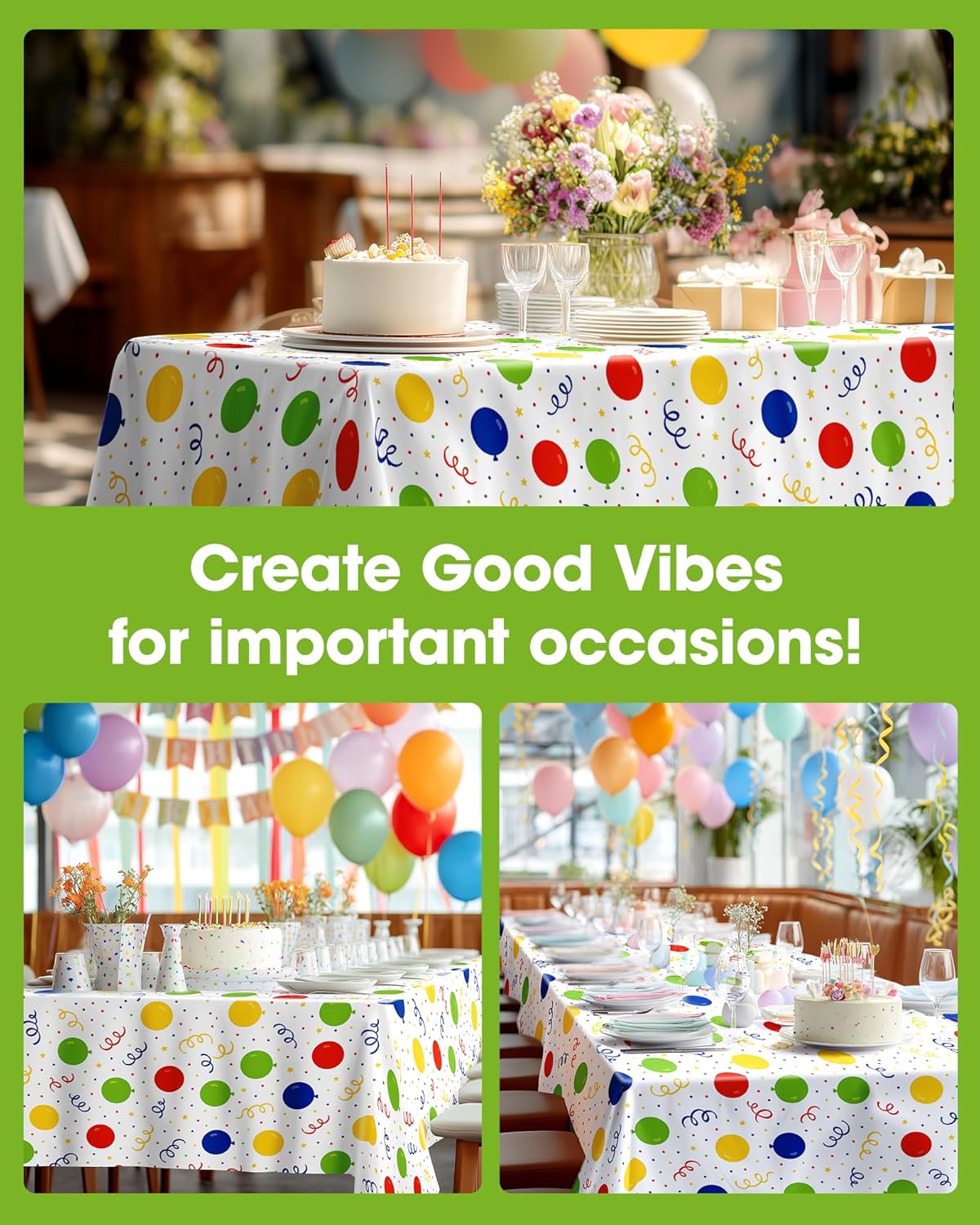 Pureegg Plastic Table Cloth Disposable 10 Pack, 54 x 108 Inch Table Cloths, Birthday Party