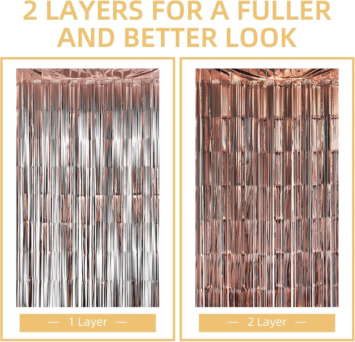 10 Pack Brown Backdrop Curtain 3.2ft x 8.2ft Metallic Tinsel Foil Fringe Curtains Photo Booth
