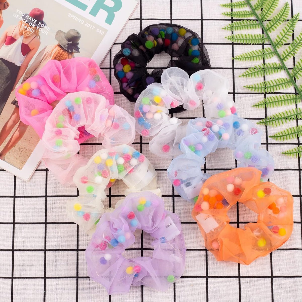 8 LED Scrunchies - Light Up Hair Accessories for Women, Girls - Glow in the Dark Hair Ties & Bands