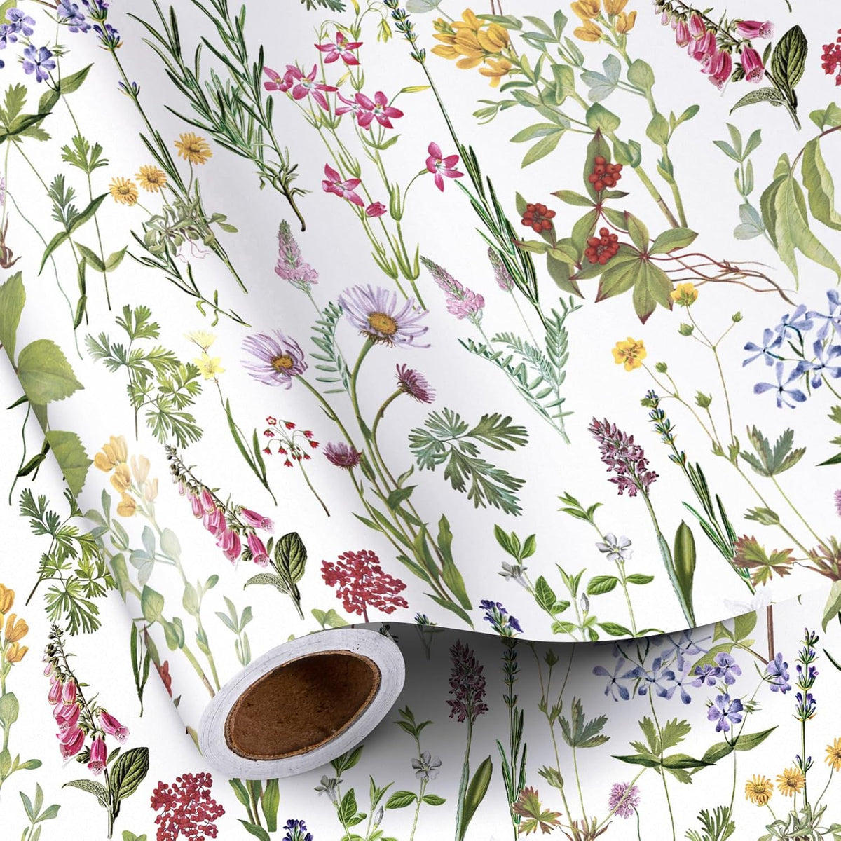 RUSPEPA Floral Wrapping Paper Roll for Women Girls, Mini Roll, Elegant Wild Flower Design Gift Wrap