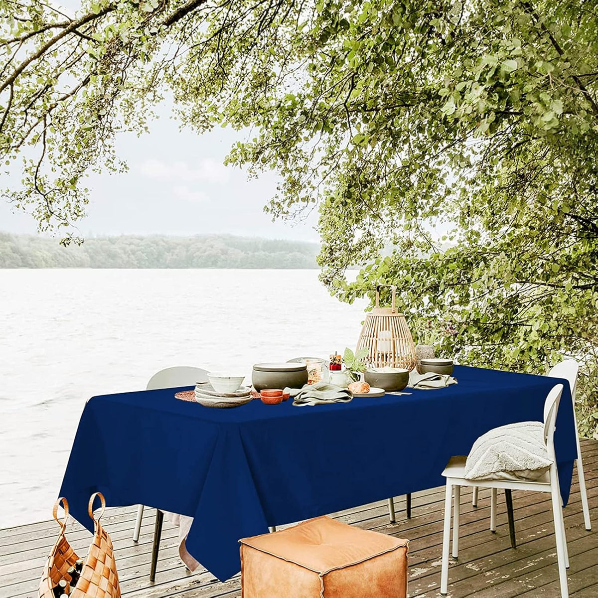 10 Pack Navy Blue Tablecloths for 8ft Rectangle Tables 60 x 126 Inch - Polyester Table Cover Stain