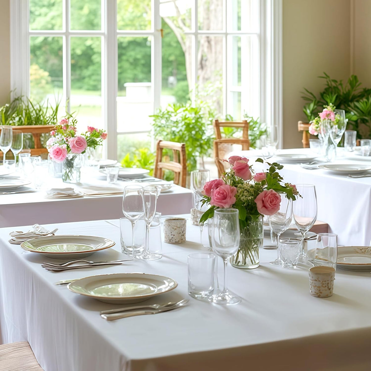Fitable 8 Pack Rectangle Tablecloths: Stain Resistant Wrinkle Free Fabric Table Clothes, Washable
