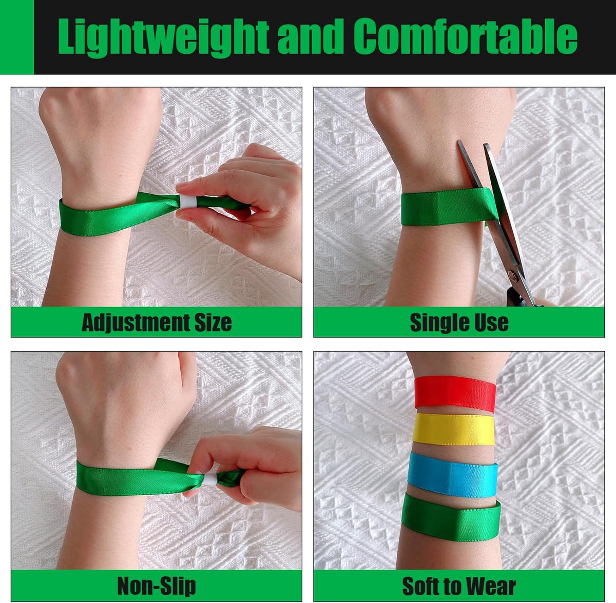100 Pcs Cloth Event Wristbands, Event Wristbands, Colored Wrist Bands for Events, for Lightweight