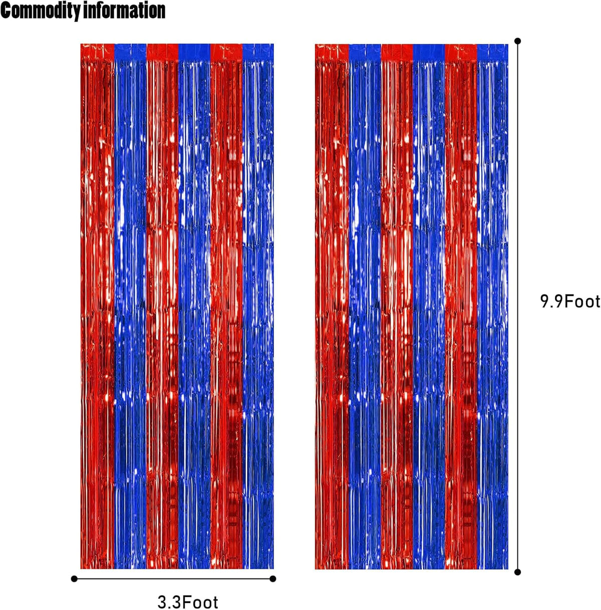 CANREVEL 2 Pack 3.3x8.2 Feet Blue and Red Foil Fringe Backdrop Curtains, Tinsel Streamers Birthday